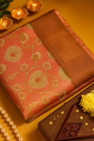 Earthy Terracotta Printed Saree