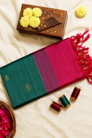 Festive Teal & Pink Double Color Saree