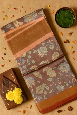 Paisley Printed Tusser Saree