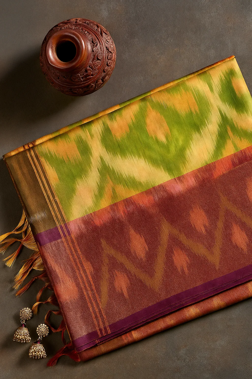 Vibrant Green Pochampally Cotton Saree