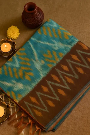 Sky Blue Pochampally Cotton Saree