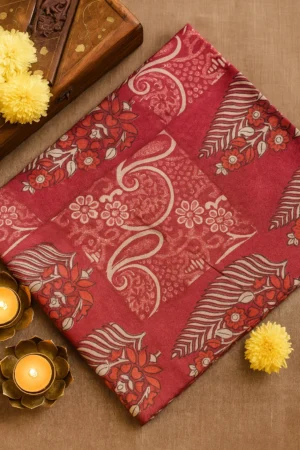 Maroon Block Tusser Saree