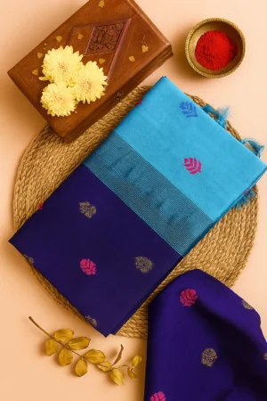 Navy & Turquoise Double Color Saree