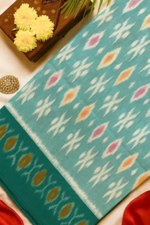 Teal Green Printed Saree