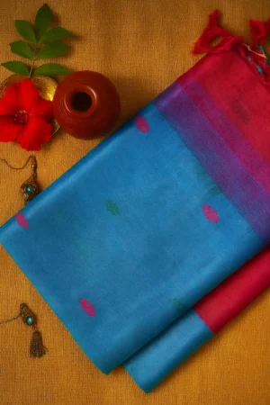 Vibrant Blue Textured Dual Tone Saree