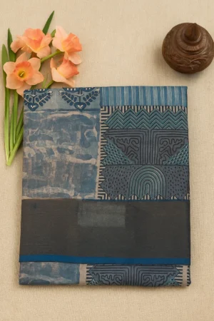 Indigo Blue Saree with Abstract Patterns