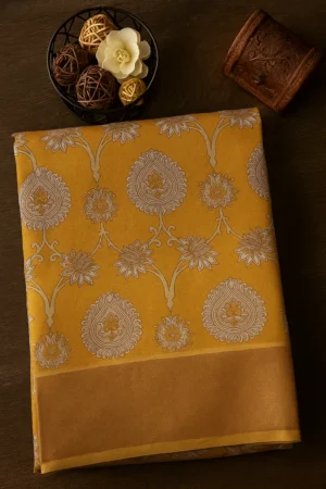 Yellow Saree with Intricate Floral & Paisley Print