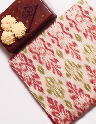 Neutral Base Red & Green Saree - Image 4