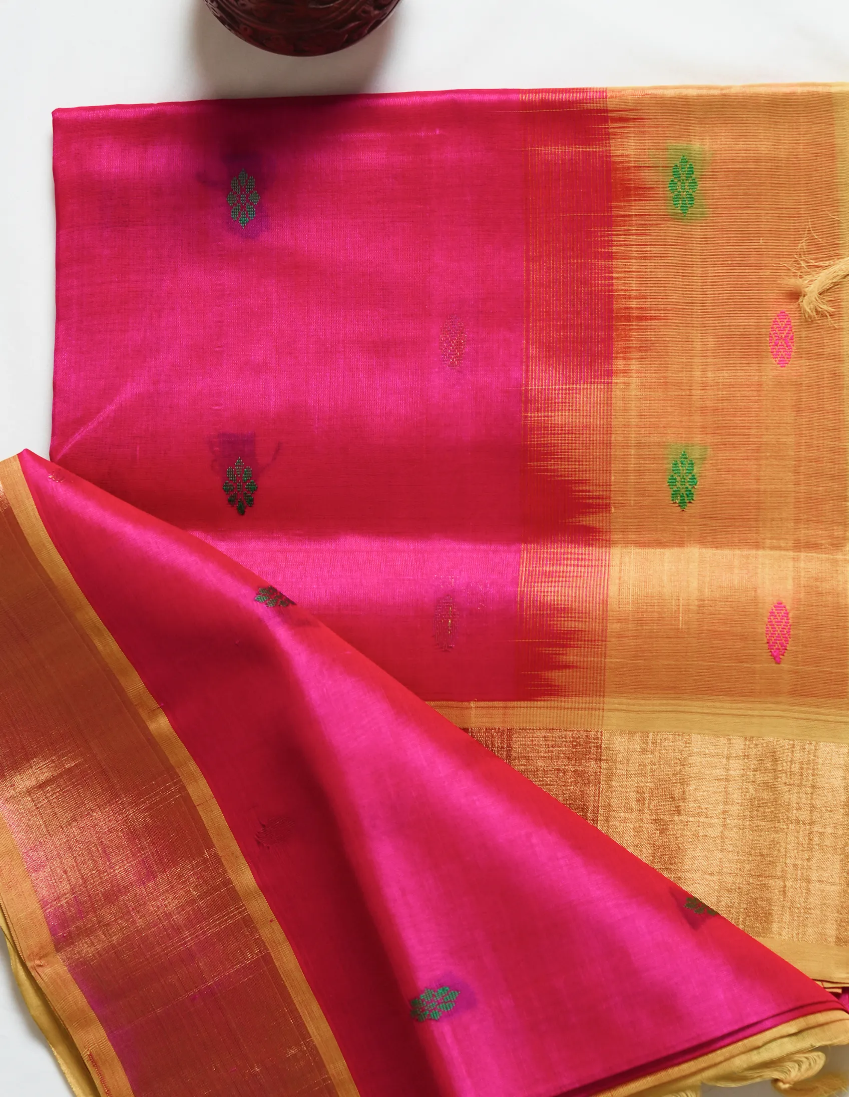 Festive Red & Yellow Dual Tone Saree - Image 3