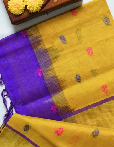 Mustard Yellow Dual-Tone Saree - Image 4