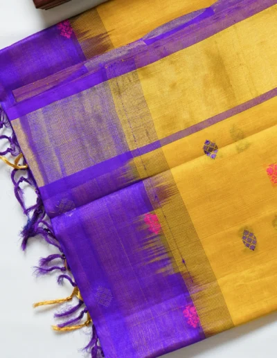 Mustard Yellow Dual-Tone Saree - Image 2