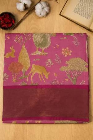 Pink Saree With The Jungle Motif