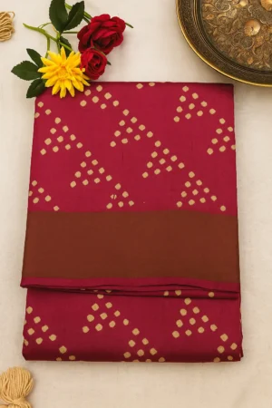 Maroon Red Saree with Dot Pattern